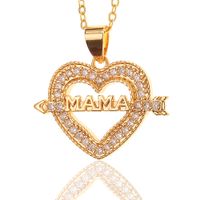 New Mother's Day Jewelry Heart-shaped Mama Pendant Copper Inlaid Zircon Necklace main image 6