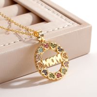 Classic Heart Mom Pendant Copper Inlaid Zircon Necklace main image 5