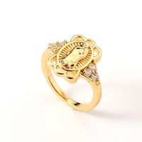 Fashion Retro Copper Plated Real Gold Virgin Mary Open Tail Ring main image 2