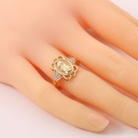 Fashion Retro Copper Plated Real Gold Virgin Mary Open Tail Ring main image 5