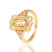 Fashion Retro Copper Plated Real Gold Virgin Mary Open Tail Ring main image 6