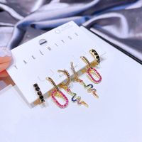 Yakemiyou Earrings Set Copper Real Gold Plated Color Zircon Geometric Snake Earrings main image 4