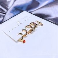 Yakemiyou Fashion Earrings Set Copper Plated Real Gold Geometric Stripes Colorful Zircon Earrings main image 3