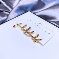 Yakemiyou Fashion Earrings Set Copper Plated Real Gold Geometric Stripes Colorful Zircon Earrings main image 4