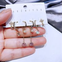 Yakemiyou Fashion Earrings Set Powder Stone Tassel Zircon Lock Copper Earrings main image 6