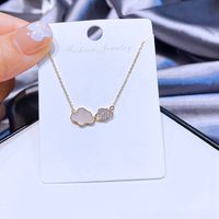 Korean Copper Gold-plated Zircon Shell Cloud Short Necklace main image 4