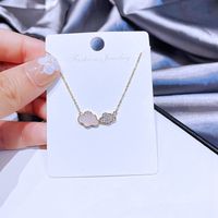 Korean Copper Gold-plated Zircon Shell Cloud Short Necklace main image 6