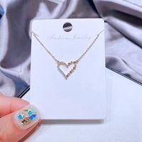Korean Copper Gold-plated Zircon Hollow Heart-shaped Necklace main image 1