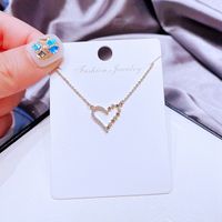 Korean Copper Gold-plated Zircon Hollow Heart-shaped Necklace main image 4