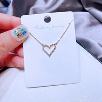 Korean Copper Gold-plated Zircon Hollow Heart-shaped Necklace main image 6