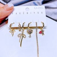 Yakemiyou Luxurious Bow Knot Gold Plated Zircon Earrings main image 3
