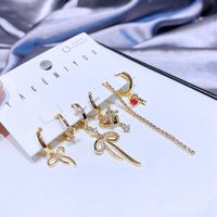 Yakemiyou Luxurious Bow Knot Gold Plated Zircon Earrings main image 4