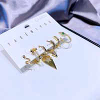 Yakemiyou Fashion Zircon Geometric Heart-shaped Snake Copper Stud Earrings Set main image 4