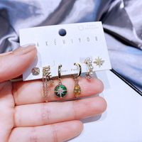 Yakemiyou Fashion Earrings Set Zircon Star Imitation Pearl Copper Ear Clip Set main image 6