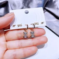 Yakemiyou Nouvelle Mode Boucles D&#39;oreilles Trois Paires Doux Arc Ours Cuivre Ensemble De Clous D&#39;oreille main image 6