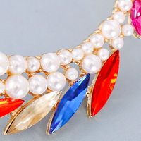 Fashion Geometric Shape Contrast Color Inlaid Pearls Alloy Stud Earrings main image 3