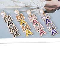 New Simple Pearl Diamond Letter Mama Earrings main image 4