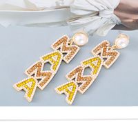 New Simple Pearl Diamond Letter Mama Earrings main image 5