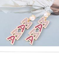 New Simple Pearl Diamond Letter Mama Earrings main image 6