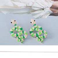 New Creative Snake Pendant Diamond Earrings main image 6