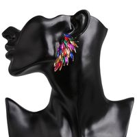 New Feather Diamond Wings Color Stud Earrings main image 5