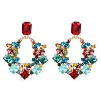 New Color Glass Diamond Hollow Earrings main image 3