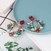 New Color Glass Diamond Hollow Earrings main image 5