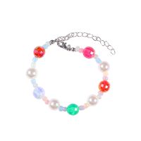 Color Laser Bead Pearl Stitching Chain Necklace Bracelet Set main image 5