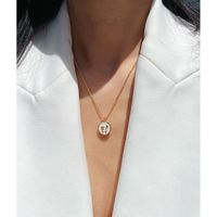 White Enamel Rose Pendant Copper Gold-plated Necklace main image 3