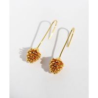 Simple Cute Three-dimensional Fun Pine Cone Copper Ear Hook Earrings main image 4