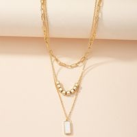 Simple Three-layer Shell Multi-layer Block Pendant Necklace main image 1