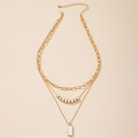 Simple Three-layer Shell Multi-layer Block Pendant Necklace main image 4