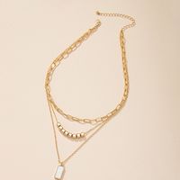 Simple Three-layer Shell Multi-layer Block Pendant Necklace main image 5