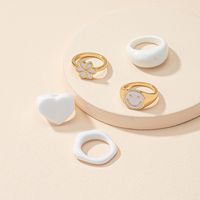 Nuevo Conjunto De Anillos De Aleación Con Cara Sonriente De Corazón, Anillo Liso De Moda Para Mujer main image 1