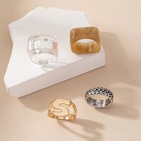 Korean Irregular Tortoiseshell Color Transparent Acrylic Frosty Resin Ring main image 5