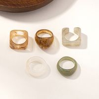 Korean Geometric Transparent Smudge Resin Ring Hand Jewelry main image 3
