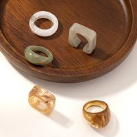 Korean Geometric Transparent Smudge Resin Ring Hand Jewelry main image 5