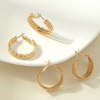 Retro Braided Style Hollowed Circle Alloy Hoop Earrings Wholesale main image 1