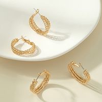 Retro Braided Style Hollowed Circle Alloy Hoop Earrings Wholesale main image 3