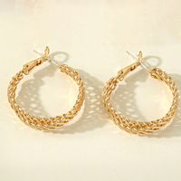 Retro Braided Style Hollowed Circle Alloy Hoop Earrings Wholesale main image 4