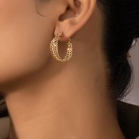 Retro Braided Style Hollowed Circle Alloy Hoop Earrings Wholesale main image 5