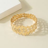 Ethnic Style Carved Leaves Flower Shaped Hollowed Alloy Bangles Wholesale main image 1