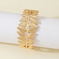 Ethnic Style Carved Leaves Flower Shaped Hollowed Alloy Bangles Wholesale main image 5