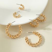 Simple Solid Color Twisted Circle Alloy Earrings Ear Studs Wholesale main image 3