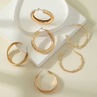 Exaggerated Large Circle Geometric Twisted Alloy Hoop Earrings main image 1