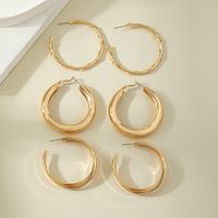 Exaggerated Large Circle Geometric Twisted Alloy Hoop Earrings main image 3