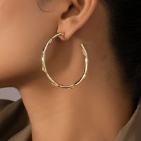 Exaggerated Large Circle Geometric Twisted Alloy Hoop Earrings main image 5