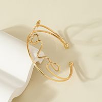 Simple Golden Letter Love Knotted Open Alloy Bracelet Valentine's Day Gift main image 4