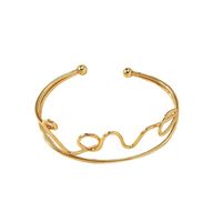 Simple Golden Letter Love Knotted Open Alloy Bracelet Valentine's Day Gift main image 6