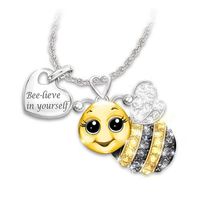 New Ladybug Elephant Two-color Owl Bee Necklace Earrings Set main image 4